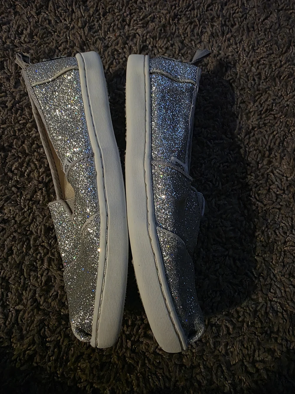 Toms Kids Glitter Slip-On Moccasins - Silver